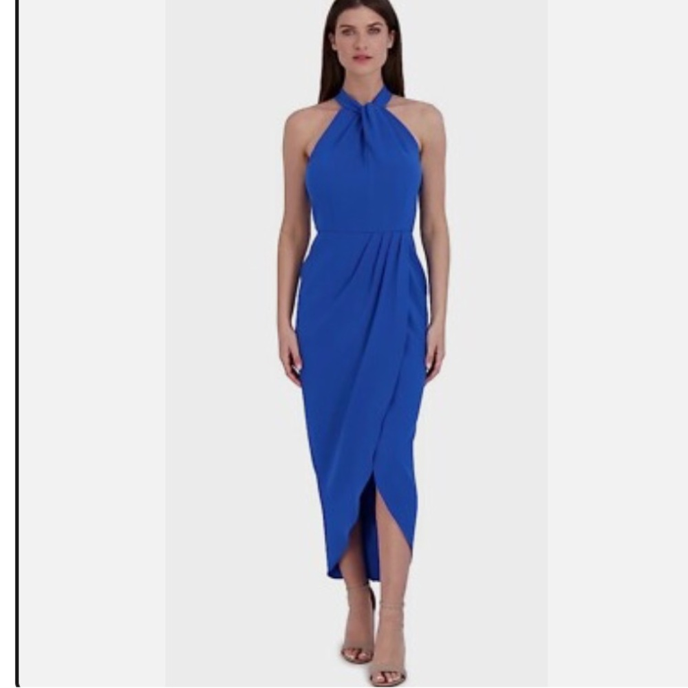 NWT Julia Jordan Royal Size 16 Blue Tulip Hem Knot Neck Dress